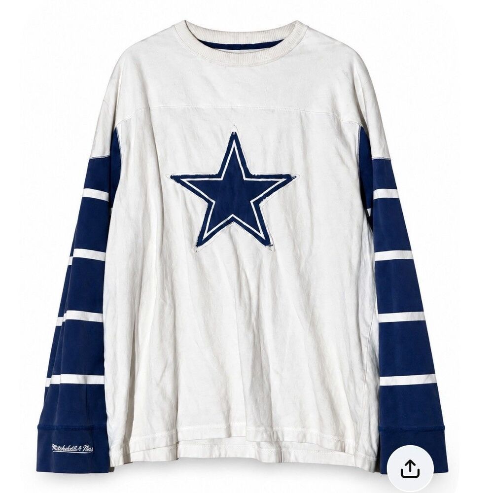 Mitchell & Ness Dallas Cowboys Distressed Long Sleeve Tee XL NFL Americana Sport